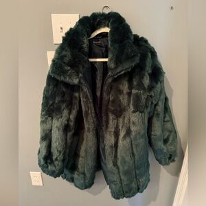 Green faux fur jacket